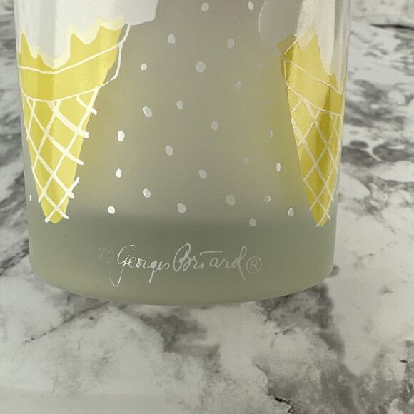 Vintage Mid Century Georges Briard Ice Cream Cone Frosted Glasses Set of 4 - Picture 5 of 13